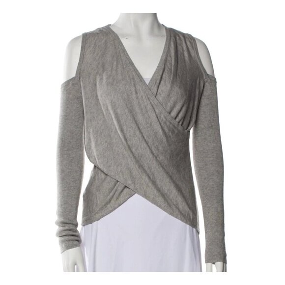 Derek Lam 10 Crosby size Large gray wrap sweater with cut out shoulder womens - Picture 1 of 7